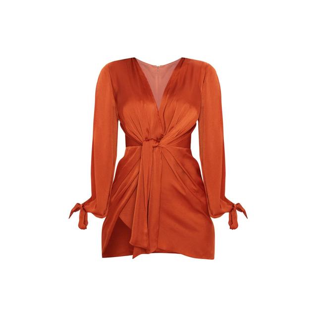 satin twist front wrap dress