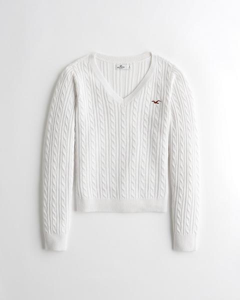 Cable V-neck Sweater