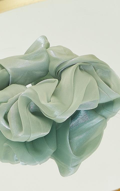 Green Oversized Organza Scrunchie