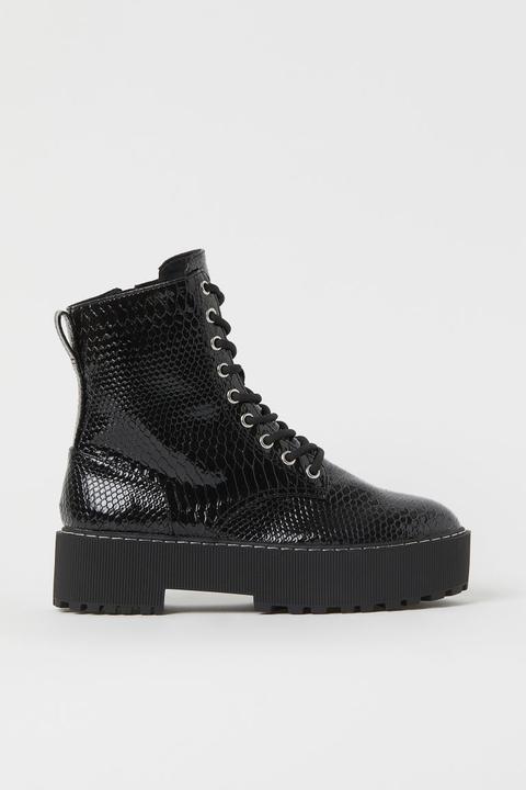 Botas De Plataforma - Negro