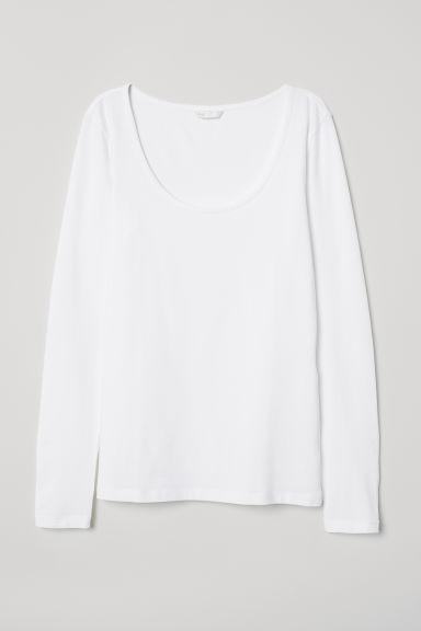 H & M - Maglia Jersey Maniche Lunghe - Bianco