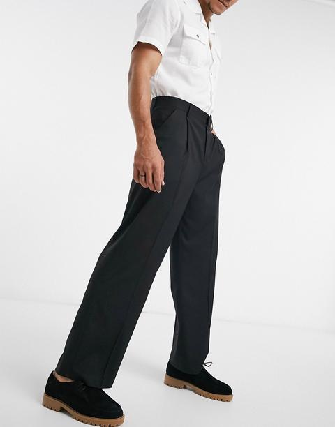 Asos Design Wide Leg Suit Trousers In Black