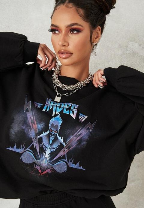 Black Disney Hades Graphic Oversized Sweatshirt, Black