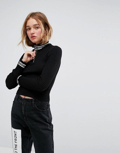 Monki Zip Up Long Sleeve Jumper