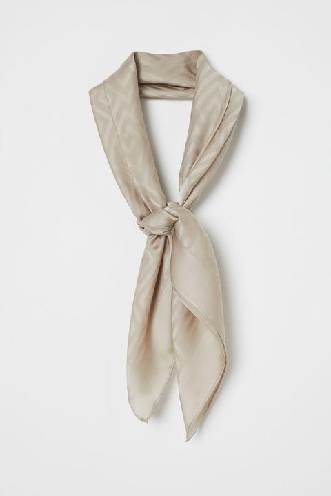 Jacquard-weave Satin Scarf - Brown