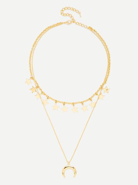 Collar Vinculado Colgante De Luna Con Diseño De Estrella