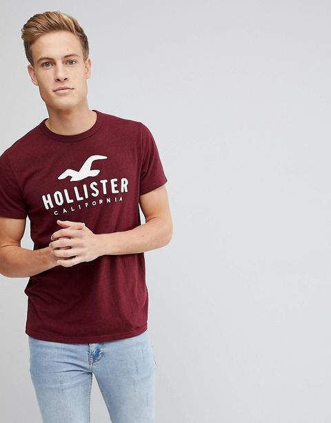 Camiseta Burdeos Con Logo Grande De Hollister