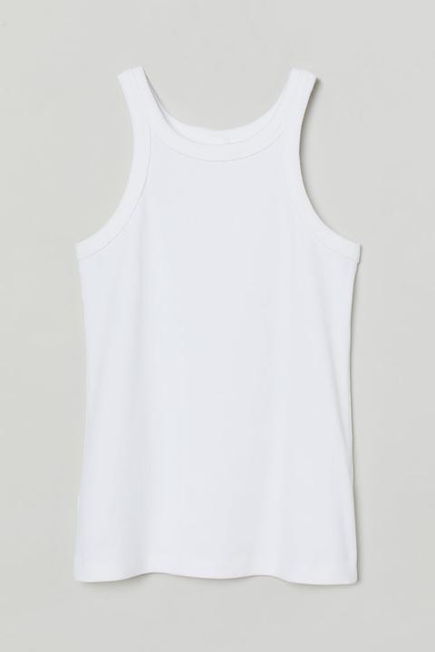 Ribbed Vest Top - White