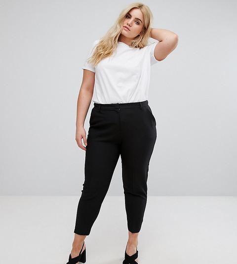 Asos Curve - Pantaloni Alla Caviglia A Sigaretta In Crêpe - Nero