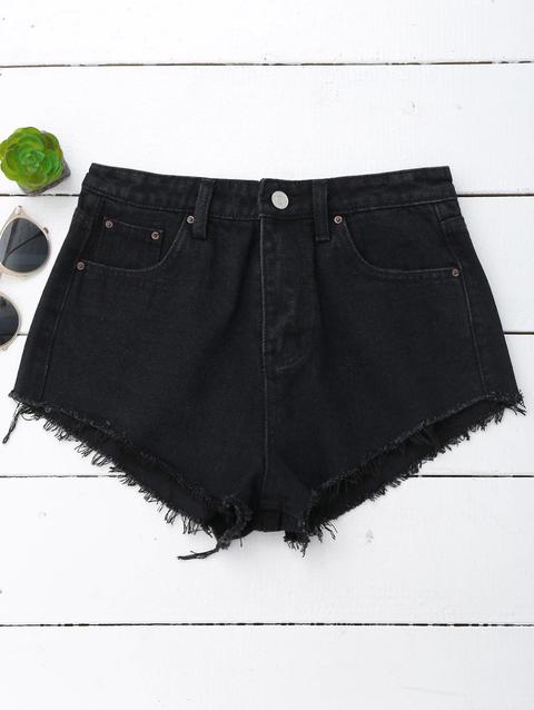 Denim Cutoffs Mini Shorts Black