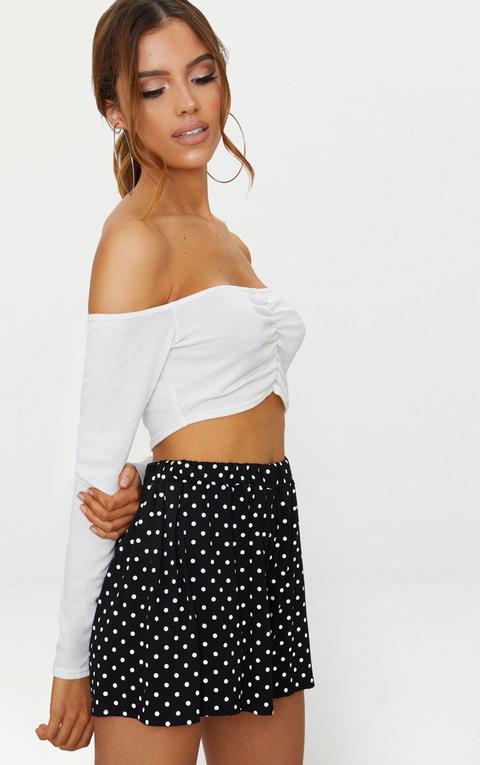 Black Jersey Floaty Polka Dot Short, Black Polkadot