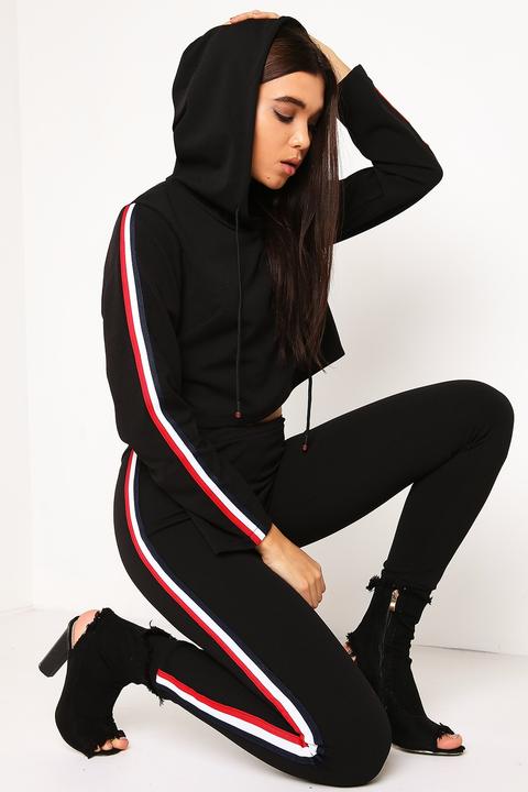 Black Side Stripe Hoodie