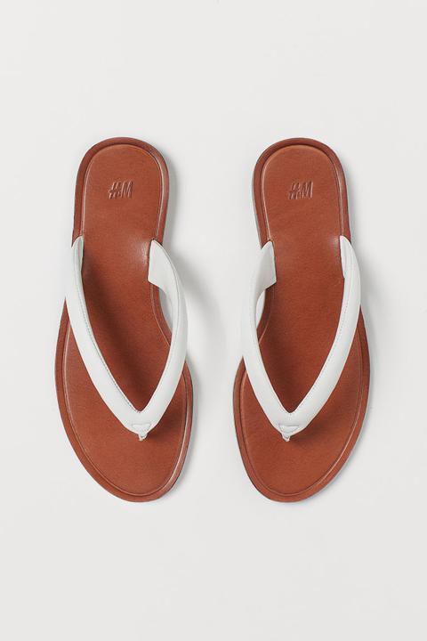 Leather Flip-flops - White