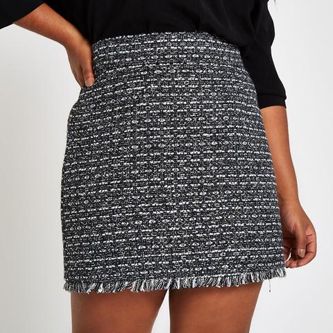 navy boucle skirt