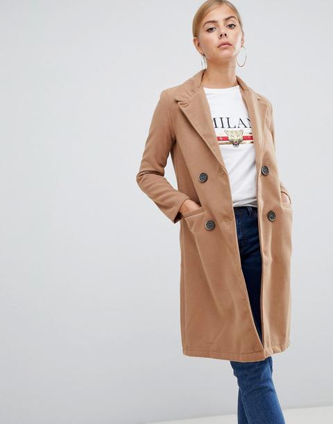 Boohoo - Cappotto Doppiopetto Cammello - Beige