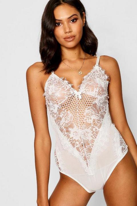 Body En Dentelle & En Tulle - Blanc - 36, Blanc