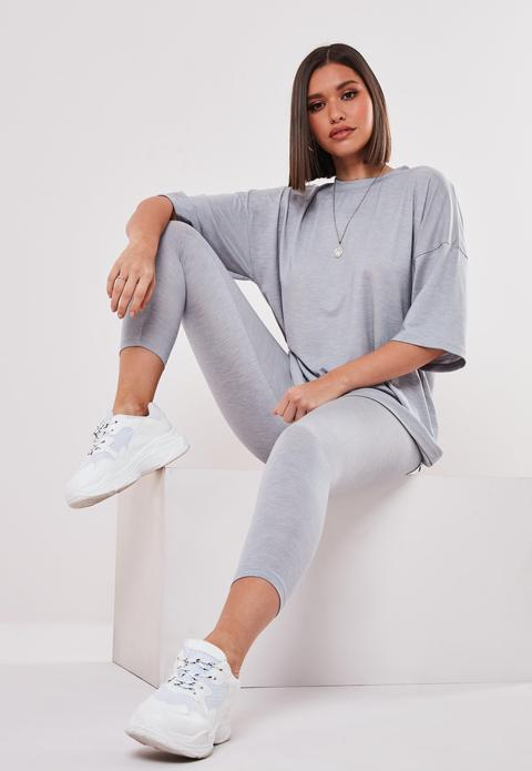 Ensemble Gris T-shirt Oversize Et Legging Petite