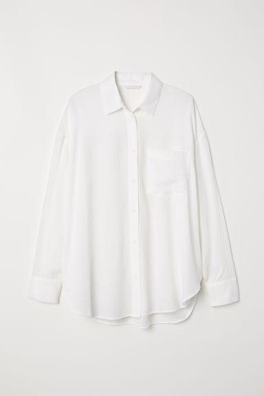 H & M - Camicia In Misto Viscosa - Bianco