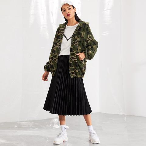 Camo Teddy Hooded Teddy Jacket