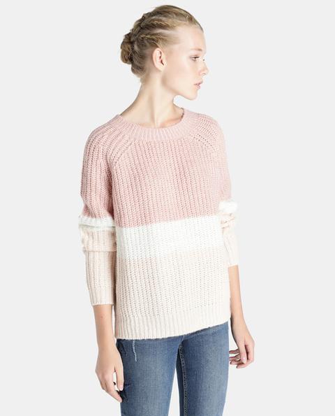 Easy Wear - Jersey Perlado De Mujer Con Cuello Redondo