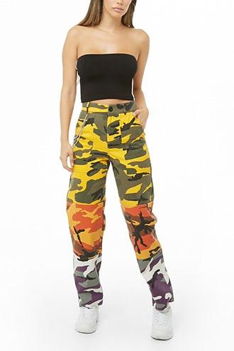 Forever 21 Colorblocked Camo Cargo Pants Charcoal/multi