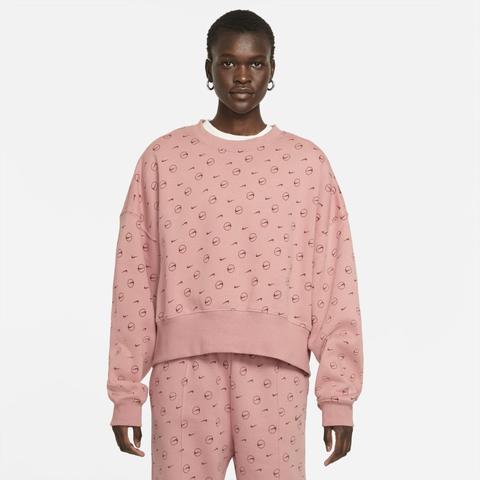 Nike Sportswear Women's Fleece Printed Crew - Pink