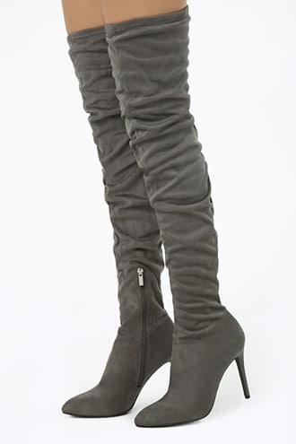 grey thigh high boots