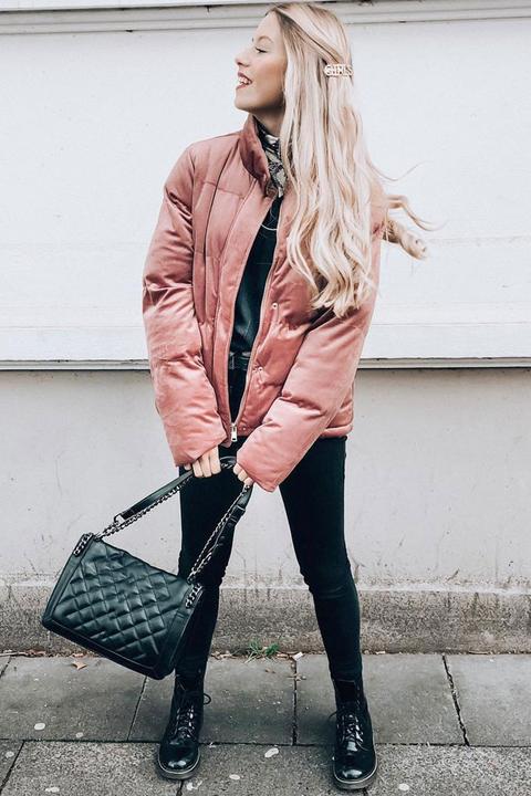 Pink Velvet Puffer Jacket