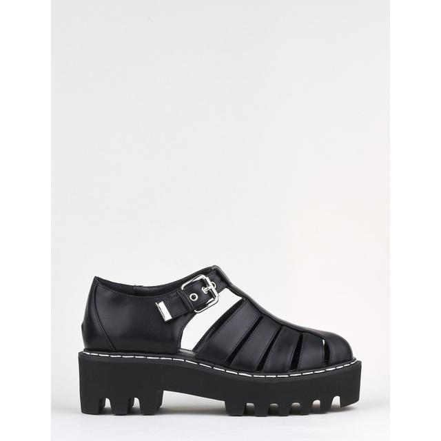 black cleated sandals