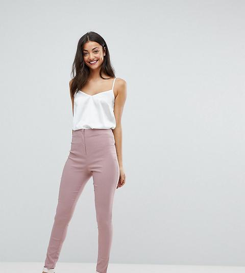 Asos Tall - Pantaloni Skinny A Vita Alta - Rosa