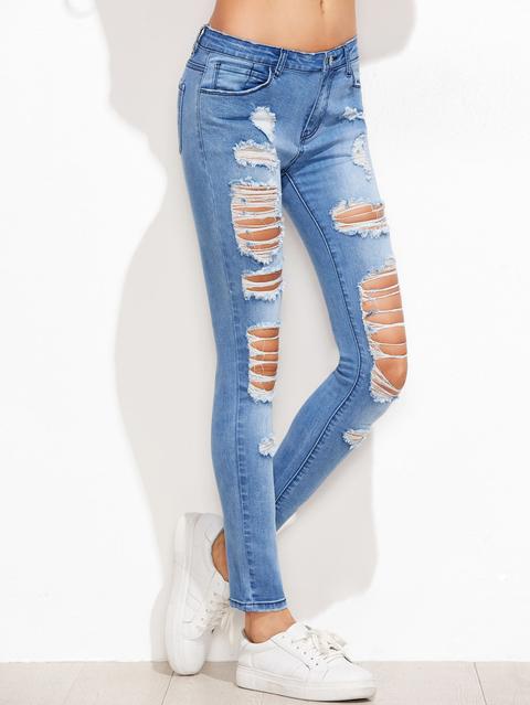Bleached Distressed Skinny Jeans