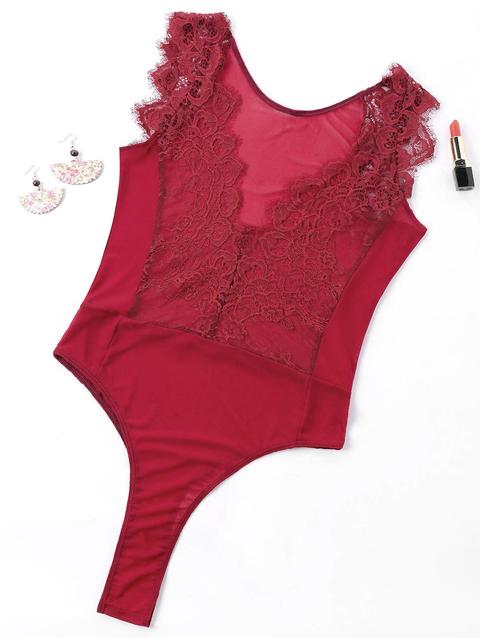 Teddy In Pizzo Senza Maniche Con Inserti In Pizzo