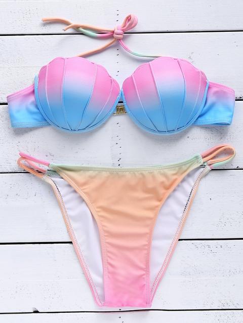 Ombre Strapless Bikini Set