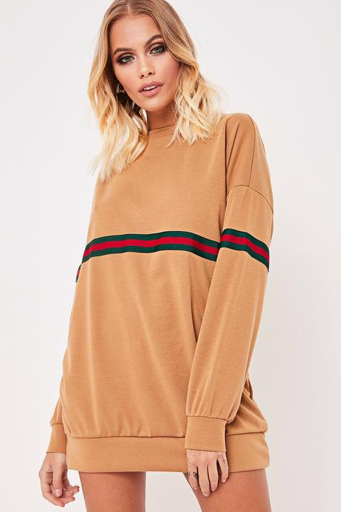 Jess Camel Stripe Oversized Jumper