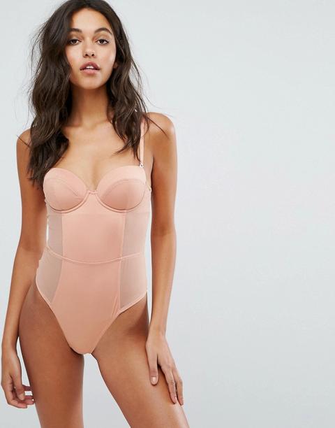 Asos - Amber - Body In Microfibra Con Ferretto - Rosa