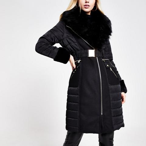 Black padded longline coat