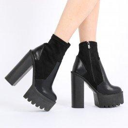 Karmen Cleated Sock Fit Ankle Boots In Black