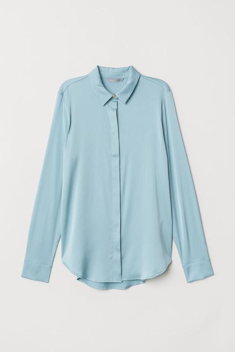 H & M - Camicetta A Maniche Lunghe - Turchese