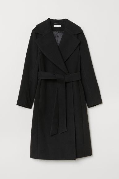 H & M - Cappotto Con Cintura - Nero