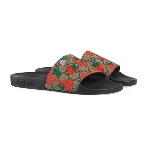 gucci strawberry slide sandal