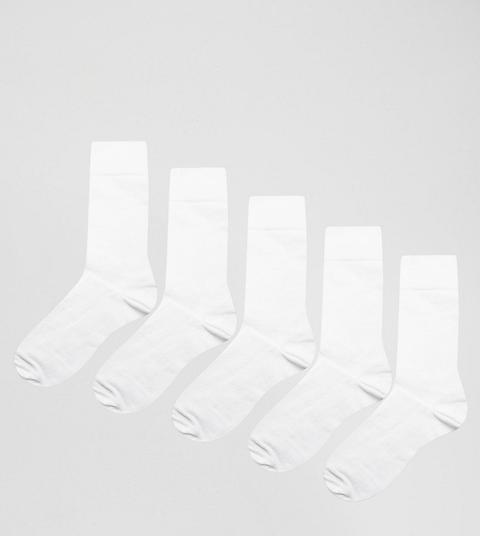 Asos Design Socks In White 5 Pack