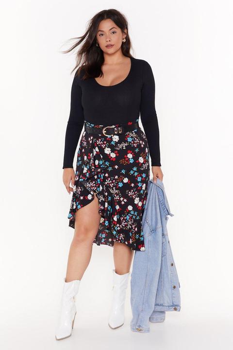 Hit The Petal Floral Midi Skirt