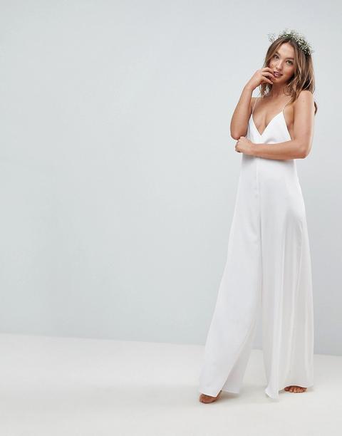 Asos Bridal - Tuta Lunga Da Notte - Bianco