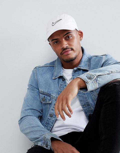 Nike Embroidered Swoosh Cap In White