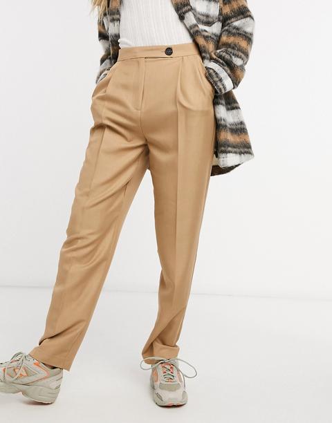 Asos Design Dad Suit Trousers In Camel-neutral