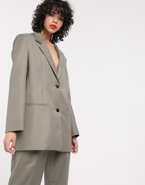 Asos Design - Blazer De Costume Extreme Dad - Anthracite-vert