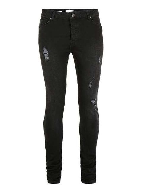 Washed Black Distressed Stretch Skinny Jeans