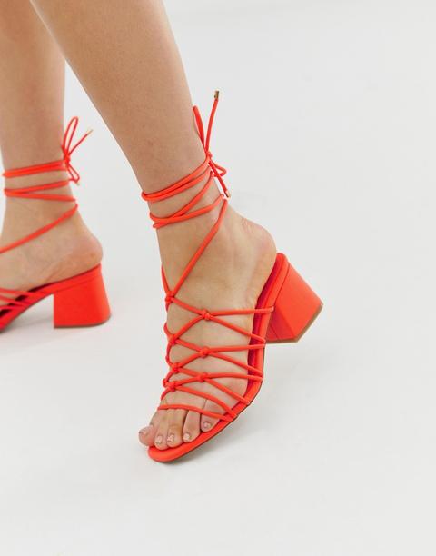Asos Design - Harvie - Sandali Arancione Fluo Con Nodo - Arancione