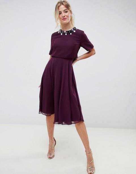 Vestido Midi Con Adornos 3d En El Cuello De Asos Design