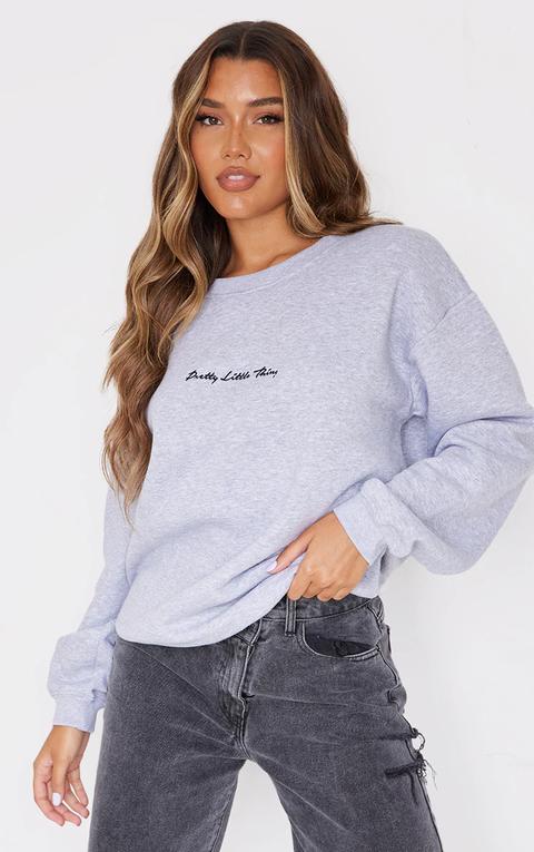 Prettylittlething Ash Grey Marl Oversized Sweatshirt